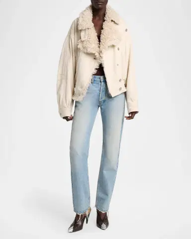 Isabel Marant Valineo Sherpa-Lined Denim Jacket | Thumbnail 2 Isabel Marant Valineo Sherpa-Lined Denim Jacket | Thumbnail 2