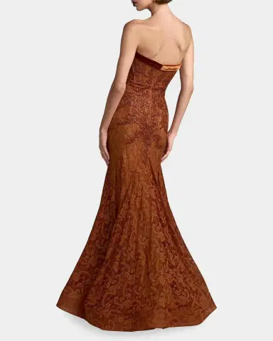 Mac Duggal Embellished Lace Strapless Mermaid Gown | Thumbnail 3 Mac Duggal Embellished Lace Strapless Mermaid Gown | Thumbnail 3