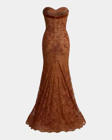 Mac Duggal Embellished Lace Strapless Mermaid Gown | Thumbnail 6 Mac Duggal Embellished Lace Strapless Mermaid Gown | Thumbnail 6