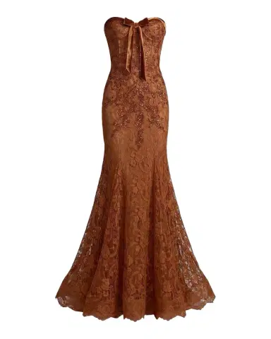Mac Duggal Embellished Lace Strapless Mermaid Gown | Thumbnail 1 Mac Duggal Embellished Lace Strapless Mermaid Gown | Thumbnail 1