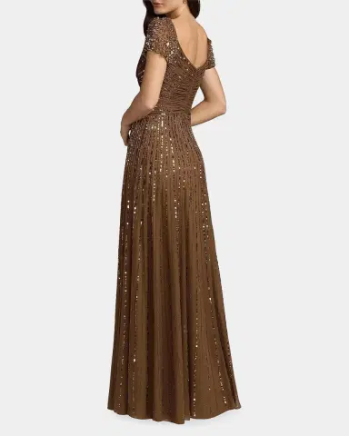 Mac Duggal Embellished Mesh Fit-&-Flare Gown | Thumbnail 3 Mac Duggal Embellished Mesh Fit-&-Flare Gown | Thumbnail 3