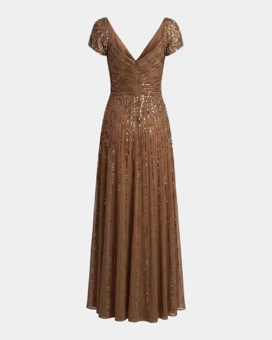 Mac Duggal Embellished Mesh Fit-&-Flare Gown | Thumbnail 5 Mac Duggal Embellished Mesh Fit-&-Flare Gown | Thumbnail 5