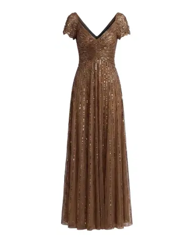 Mac Duggal Embellished Mesh Fit-&-Flare Gown | Thumbnail 1 Mac Duggal Embellished Mesh Fit-&-Flare Gown | Thumbnail 1