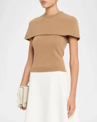 Simkhai Yuki Short-Sleeve Cashmere Cape Top | Thumbnail 4 Simkhai Yuki Short-Sleeve Cashmere Cape Top | Thumbnail 4