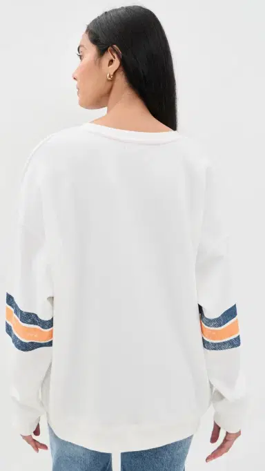 Junk Food Chicago Bears Oversized Striped Fleece Sweatshirt Vintage White S | Thumbnail 3 Junk Food Chicago Bears Oversized Striped Fleece Sweatshirt Vintage White S | Thumbnail 3