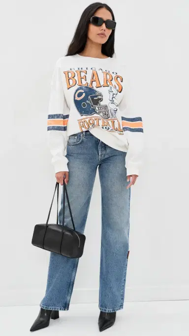 Junk Food Chicago Bears Oversized Striped Fleece Sweatshirt Vintage White S | Thumbnail 5 Junk Food Chicago Bears Oversized Striped Fleece Sweatshirt Vintage White S | Thumbnail 5