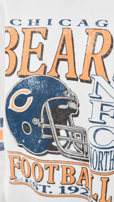 Junk Food Chicago Bears Oversized Striped Fleece Sweatshirt Vintage White S | Thumbnail 6 Junk Food Chicago Bears Oversized Striped Fleece Sweatshirt Vintage White S | Thumbnail 6