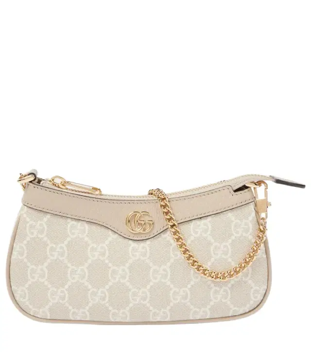 Ophidia Mini leather-trimmed shoulder bag Ophidia Mini leather-trimmed shoulder bag