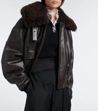Lemaire Shearling-trimmed leather blouson jacket | Thumbnail 4 Lemaire Shearling-trimmed leather blouson jacket | Thumbnail 4