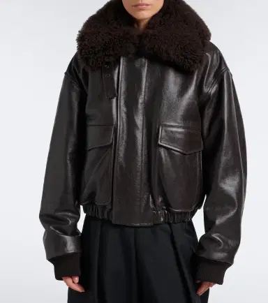Lemaire Shearling-trimmed leather blouson jacket | Thumbnail 5 Lemaire Shearling-trimmed leather blouson jacket | Thumbnail 5
