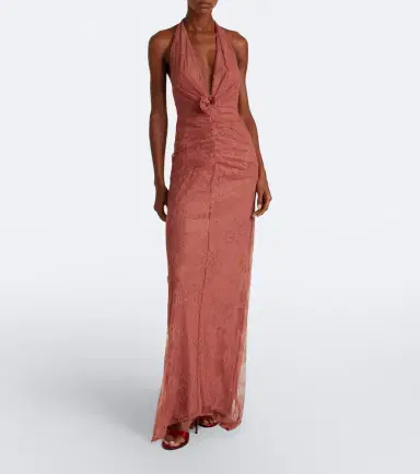 DE LA VALI Amora ruched scarf-detail lace maxi dress | Thumbnail 4 DE LA VALI Amora ruched scarf-detail lace maxi dress | Thumbnail 4