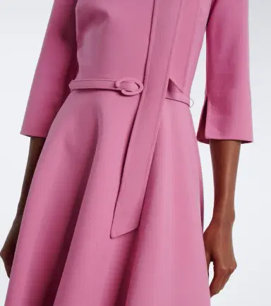Oscar de la Renta Belted tie-neck wool-blend midi dress | Thumbnail 3 Oscar de la Renta Belted tie-neck wool-blend midi dress | Thumbnail 3