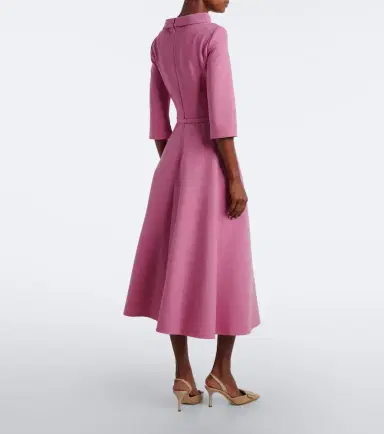 Oscar de la Renta Belted tie-neck wool-blend midi dress | Thumbnail 4 Oscar de la Renta Belted tie-neck wool-blend midi dress | Thumbnail 4