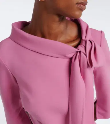 Oscar de la Renta Belted tie-neck wool-blend midi dress | Thumbnail 5 Oscar de la Renta Belted tie-neck wool-blend midi dress | Thumbnail 5
