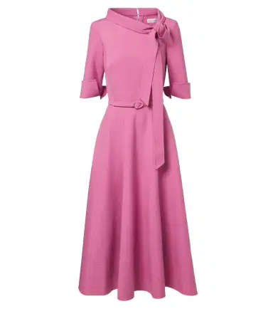Oscar de la Renta Belted tie-neck wool-blend midi dress | Thumbnail 1 Oscar de la Renta Belted tie-neck wool-blend midi dress | Thumbnail 1