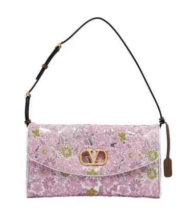 Valentino Garavani DeVain Small floral jacquard shoulder bag | Thumbnail 1 Valentino Garavani DeVain Small floral jacquard shoulder bag | Thumbnail 1
