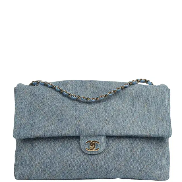 Chanel Maxi "Souplissimo" Large Flap Bag Blue Denim Gold Hardware Chanel Maxi "Souplissimo" Large Flap Bag Blue Denim Gold Hardware