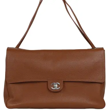 Chanel Chanel Maxi "Souplissimo" Large Flap Bag Camel Grained Calfskin Silver Hardware | Thumbnail 1 Chanel Chanel Maxi "Souplissimo" Large Flap Bag Camel Grained Calfskin Silver Hardware | Thumbnail 1