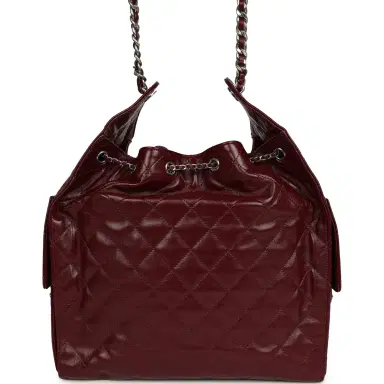 Chanel Chanel Medium 25 Hobo Bag Dark Burgundy Shiny Crumpled Calfskin Silver Hardware | Thumbnail 4 Chanel Chanel Medium 25 Hobo Bag Dark Burgundy Shiny Crumpled Calfskin Silver Hardware | Thumbnail 4
