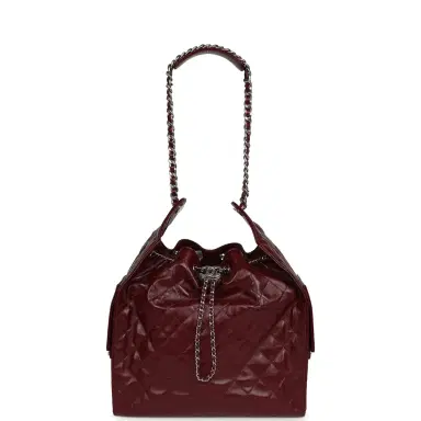 Chanel Chanel Medium 25 Hobo Bag Dark Burgundy Shiny Crumpled Calfskin Silver Hardware | Thumbnail 7 Chanel Chanel Medium 25 Hobo Bag Dark Burgundy Shiny Crumpled Calfskin Silver Hardware | Thumbnail 7