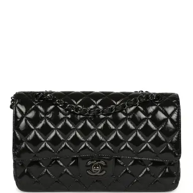 Chanel Chanel Medium Classic Double Flap Bag So Black Shiny Aged Calfskin Black Hardware | Thumbnail 1 Chanel Chanel Medium Classic Double Flap Bag So Black Shiny Aged Calfskin Black Hardware | Thumbnail 1