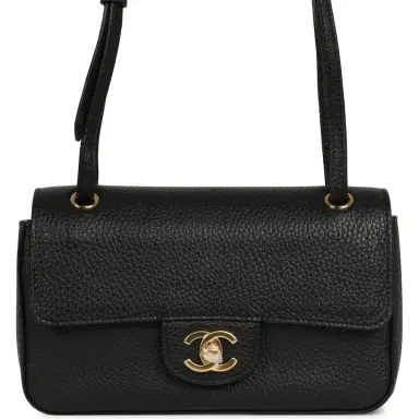 Chanel Chanel Mini "Souplissimo" Flap Bag Black Grained Calfskin Gold Hardware | Thumbnail 1 Chanel Chanel Mini "Souplissimo" Flap Bag Black Grained Calfskin Gold Hardware | Thumbnail 1