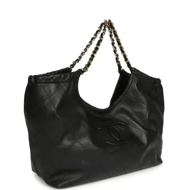 Chanel Chanel Small CC Cabas Hobo Bag Black Calfskin Gold Hardware | Thumbnail 2 Chanel Chanel Small CC Cabas Hobo Bag Black Calfskin Gold Hardware | Thumbnail 2