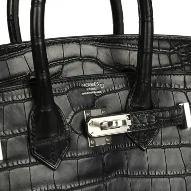 HERMÈS Hermes Birkin 25 Black Matte Alligator Palladium Hardware | Thumbnail 7 HERMÈS Hermes Birkin 25 Black Matte Alligator Palladium Hardware | Thumbnail 7