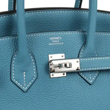 HERMÈS Hermes Birkin 25 Blue Jean Togo Palladium Hardware | Thumbnail 7 HERMÈS Hermes Birkin 25 Blue Jean Togo Palladium Hardware | Thumbnail 7
