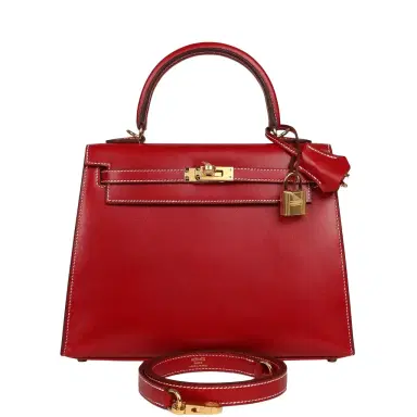 HERMÈS Hermes Kelly Sellier 25 Rouge Piment Box Gold Hardware | Thumbnail 1 HERMÈS Hermes Kelly Sellier 25 Rouge Piment Box Gold Hardware | Thumbnail 1