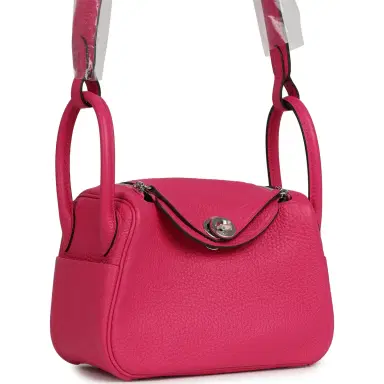 HERMÈS Hermes Mini Lindy Rose Shocking Clemence Palladium Hardware | Thumbnail 2 HERMÈS Hermes Mini Lindy Rose Shocking Clemence Palladium Hardware | Thumbnail 2