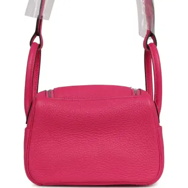 HERMÈS Hermes Mini Lindy Rose Shocking Clemence Palladium Hardware | Thumbnail 4 HERMÈS Hermes Mini Lindy Rose Shocking Clemence Palladium Hardware | Thumbnail 4