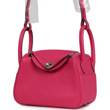 HERMÈS Hermes Mini Lindy Rose Shocking Clemence Palladium Hardware | Thumbnail 5 HERMÈS Hermes Mini Lindy Rose Shocking Clemence Palladium Hardware | Thumbnail 5