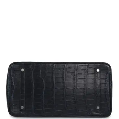 HERMÈS Pre-owned Hermes Birkin 35 Bleu Marine Matte Porosus Crocodile Palladium Hardware | Thumbnail 6 HERMÈS Pre-owned Hermes Birkin 35 Bleu Marine Matte Porosus Crocodile Palladium Hardware | Thumbnail 6