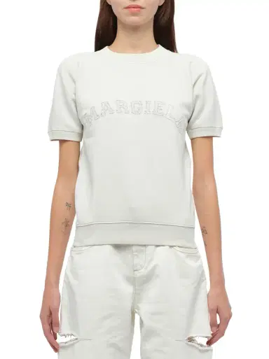 Maison Margiela Margiela Short Sleeve Sweatshirt in Butter Yellow | Thumbnail 1 Maison Margiela Margiela Short Sleeve Sweatshirt in Butter Yellow | Thumbnail 1
