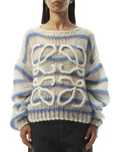 Loewe Relaxed Fit Anagram Sweater in White/multicolour White | Thumbnail 1 Loewe Relaxed Fit Anagram Sweater in White/multicolour White | Thumbnail 1