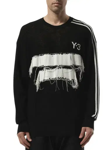Y-3 Logo Frayed Sweatshirt | Thumbnail 1 Y-3 Logo Frayed Sweatshirt | Thumbnail 1