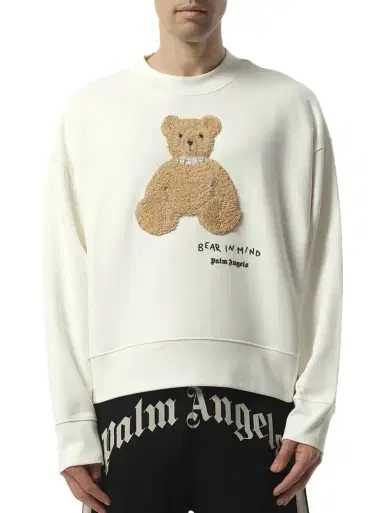 Palm Angels Bear in Mind Crewneck Sweatshirt Off White/brown White | Thumbnail 1 Palm Angels Bear in Mind Crewneck Sweatshirt Off White/brown White | Thumbnail 1