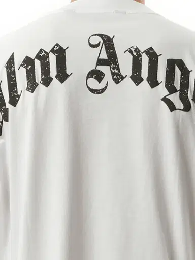 Palm Angels Back Curved Logo Over T-shirt in Off White/black White | Thumbnail 2 Palm Angels Back Curved Logo Over T-shirt in Off White/black White | Thumbnail 2