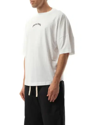 Palm Angels Back Curved Logo Over T-shirt in Off White/black White | Thumbnail 5 Palm Angels Back Curved Logo Over T-shirt in Off White/black White | Thumbnail 5