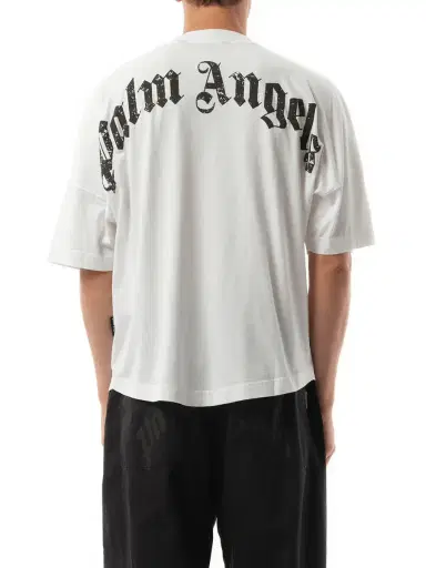 Palm Angels Back Curved Logo Over T-shirt in Off White/black White | Thumbnail 6 Palm Angels Back Curved Logo Over T-shirt in Off White/black White | Thumbnail 6