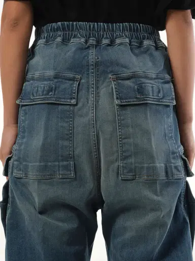 RICK OWENS DRKSHDW Denim Double Cargo Jumbo Belas in Washed Indigo Blue | Thumbnail 2 RICK OWENS DRKSHDW Denim Double Cargo Jumbo Belas in Washed Indigo Blue | Thumbnail 2