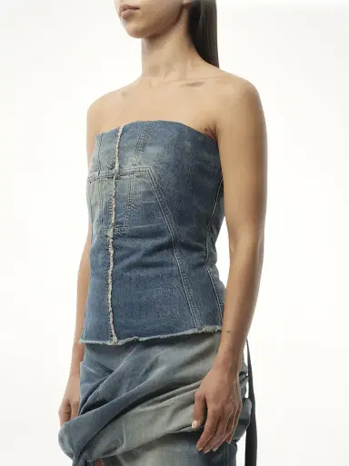 RICK OWENS DRKSHDW Bustier Top in Washed Indigo Blue | Thumbnail 5 RICK OWENS DRKSHDW Bustier Top in Washed Indigo Blue | Thumbnail 5