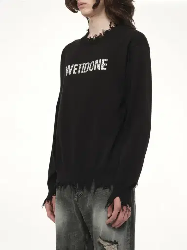 We11Done Grunge Rhinestone Logo Sweater | Thumbnail 5 We11Done Grunge Rhinestone Logo Sweater | Thumbnail 5