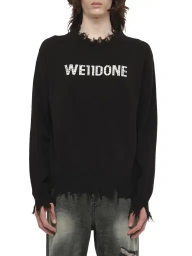 We11Done Grunge Rhinestone Logo Sweater | Thumbnail 1 We11Done Grunge Rhinestone Logo Sweater | Thumbnail 1