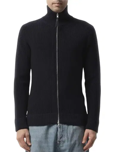 Maison Margiela English Rib Zip Cardigan | Thumbnail 1 Maison Margiela English Rib Zip Cardigan | Thumbnail 1