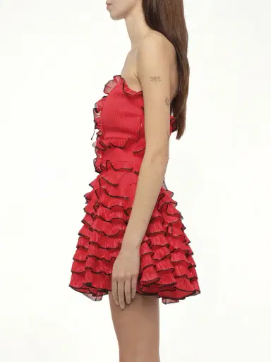 Alexander McQueen Off Shld Str Mini Dress in Red/blk | Thumbnail 5 Alexander McQueen Off Shld Str Mini Dress in Red/blk | Thumbnail 5