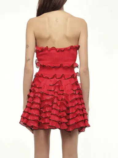 Alexander McQueen Off Shld Str Mini Dress in Red/blk | Thumbnail 6 Alexander McQueen Off Shld Str Mini Dress in Red/blk | Thumbnail 6