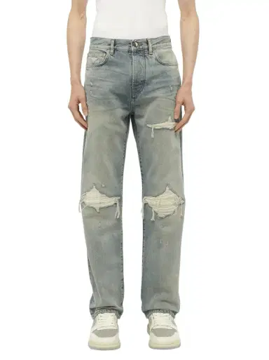 AMIRI Suede Straight Mx1 Jeans in Antique Indigo Blue | Thumbnail 1 AMIRI Suede Straight Mx1 Jeans in Antique Indigo Blue | Thumbnail 1