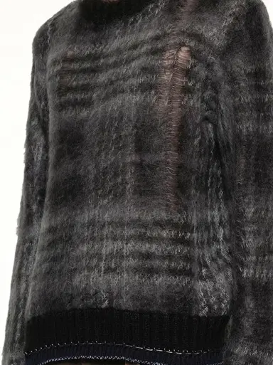 Sacai Plaid Mohair Knit Pullover | Thumbnail 2 Sacai Plaid Mohair Knit Pullover | Thumbnail 2